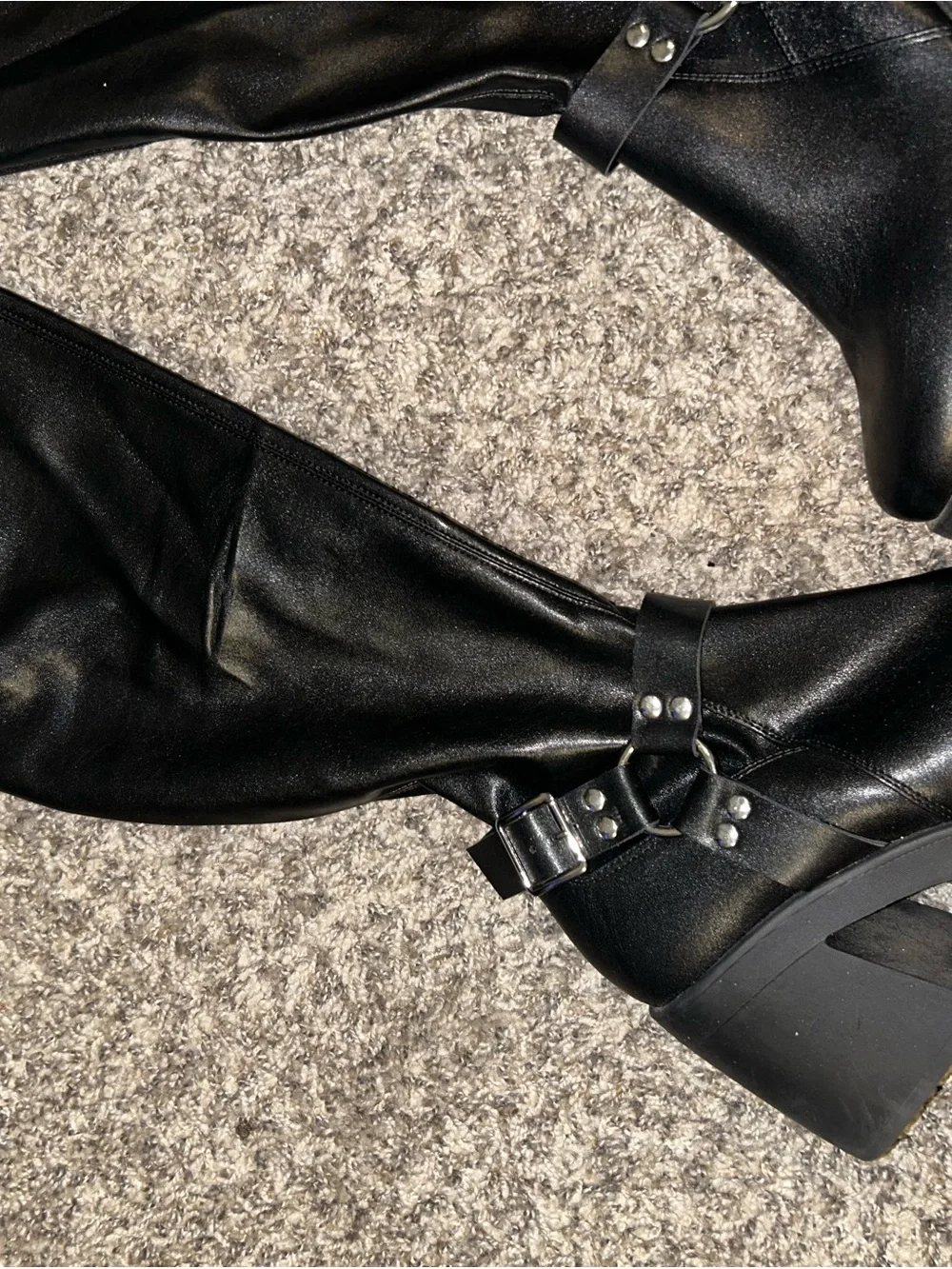 Dkny Black Platform Over-the-Knee Boots with Buckle Accent